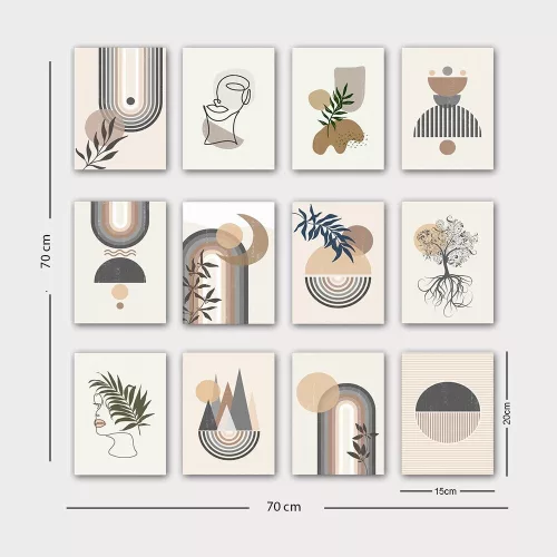 12-Piece Decorative MDF Painting Set, 20x15 cm, 3mm