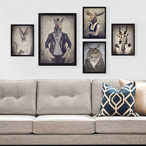 Elegant 5-Piece Framed MDF Art Set, 100% MDF, 24x29cm