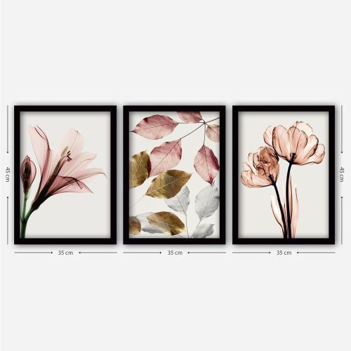 Elegant 3-Piece Framed Art Set, 35x45 cm, MDF & Plastic