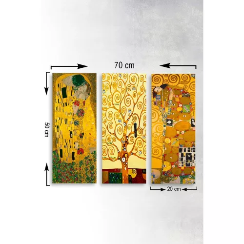 Elegant MDF Wall Art Set (3 Pieces) | Klimt Designs