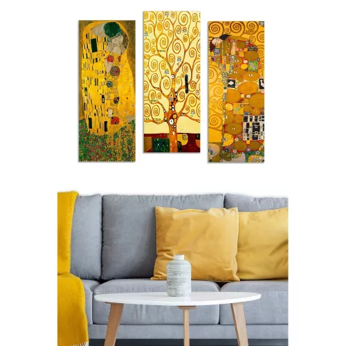 Elegant MDF Wall Art Set (3 Pieces) | Klimt Designs