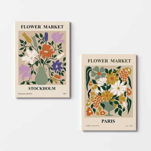 Elegant Canvas Paintings (2 Pieces), 50x70 cm, Wooden Frame