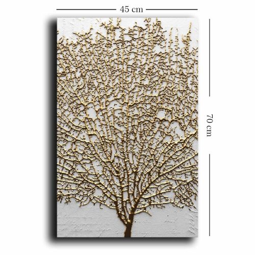 Elegant Gold & White Canvas Painting, 45 x 70 cm