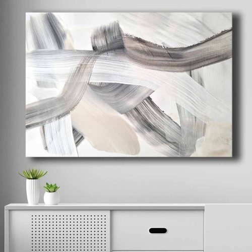 Elegant Canvas Painting, 70x100 cm, Beige/White/Black