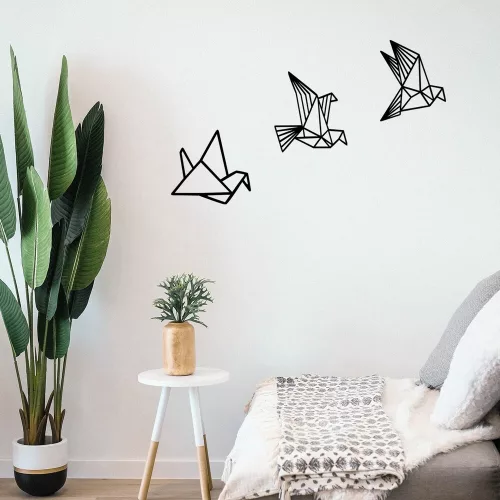 Elegant Black Wooden Wall Decor, 3 Pieces, 100% Wood
