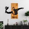 Elegant Wooden Wall Accessory, Walnut & Black, 69x58cm