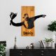 Elegant Wooden Wall Accessory, Walnut & Black, 69x58cm