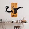 Elegant Wooden Wall Accessory, Walnut & Black, 69x58cm