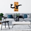 Elegant Wooden Wall Accessory, Walnut & Black, 69x58cm