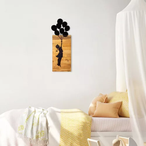 Elegant Black Wooden Wall Accessory, 30 x 86 cm | 50% Wood & Metal | Unique Design for Modern Decor