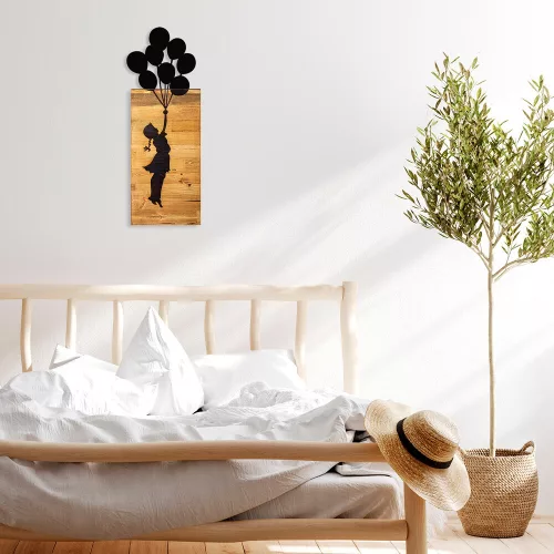 Elegant Black Wooden Wall Accessory, 30 x 86 cm | 50% Wood & Metal | Unique Design for Modern Decor