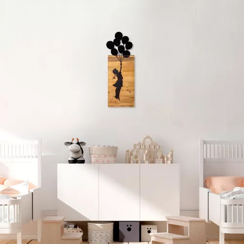 Elegant Black Wooden Wall Accessory, 30 x 86 cm | 50% Wood & Metal | Unique Design for Modern Decor