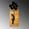 Elegant Black Wooden Wall Accessory, 30 x 86 cm | 50% Wood & Metal | Unique Design for Modern Decor