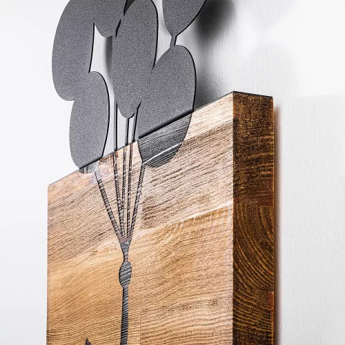 Elegant Black Wooden Wall Accessory, 30 x 86 cm | 50% Wood & Metal | Unique Design for Modern Decor