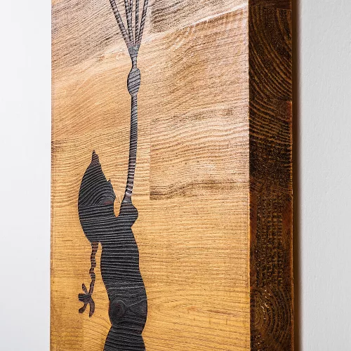 Elegant Black Wooden Wall Accessory, 30 x 86 cm | 50% Wood & Metal | Unique Design for Modern Decor