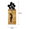 Elegant Black Wooden Wall Accessory, 30 x 86 cm | 50% Wood & Metal | Unique Design for Modern Decor