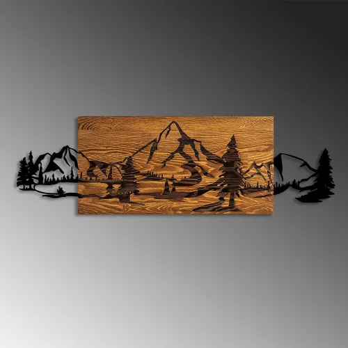 Decorative Wooden Wall Accessory, Walnut & Black, 30x95 cm