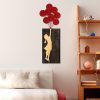 Decorative Wooden Wall Accessory, 34 x 99 cm | 100% Wood & Metal | Unique Walnut, Brown & Red Design