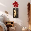 Decorative Wooden Wall Accessory, 34 x 99 cm | 100% Wood & Metal | Unique Walnut, Brown & Red Design
