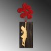 Decorative Wooden Wall Accessory, 34 x 99 cm | 100% Wood & Metal | Unique Walnut, Brown & Red Design