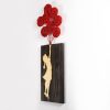 Decorative Wooden Wall Accessory, 34 x 99 cm | 100% Wood & Metal | Unique Walnut, Brown & Red Design