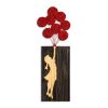 Decorative Wooden Wall Accessory, 34 x 99 cm | 100% Wood & Metal | Unique Walnut, Brown & Red Design