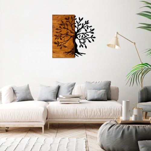 Decorative Wooden Wall Accessory, Walnut & Black, 58 cm