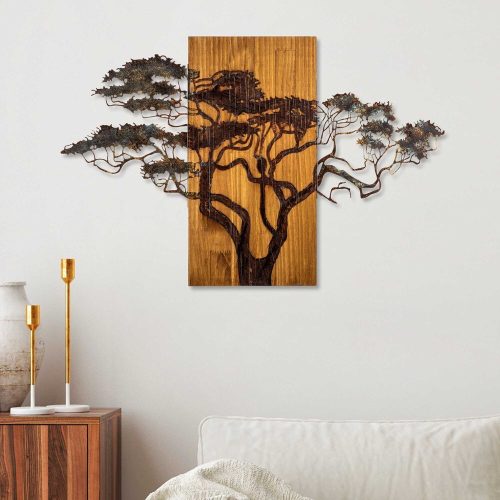 Hand-Painted Wooden Wall Art, 90x58 cm | 100% Wood Decor