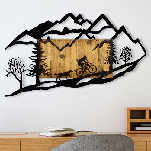 Decorative Wooden Wall Accessory, Walnut & Black, 110x3x65