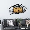 Decorative Wooden Wall Accessory, Walnut & Black, 110x3x65