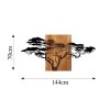 Decorative Wooden Wall Accessory, Black & Walnut, 144 cm