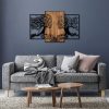 Decorative Wooden Wall Accessory, Black & Walnut, 125x79 cm