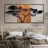 Decorative Wooden Wall Accessory, Black & Walnut, 147x70 cm