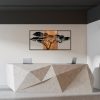 Decorative Wooden Wall Accessory, Black & Walnut, 147x70 cm