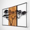 Decorative Wooden Wall Accessory, Black & Walnut, 147x70 cm