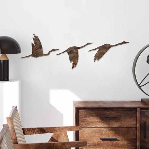 Antiqued Hand-Painted Metal Wall Art Set (3 Pieces)