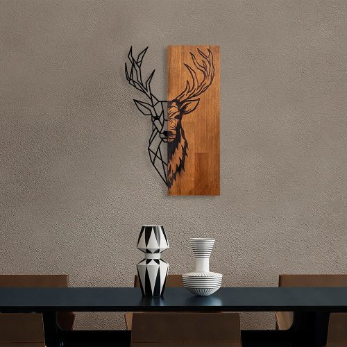Elegant Wooden Wall Accessory, Walnut & Black, 33x58 cm