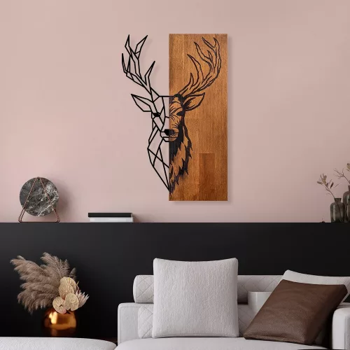 Elegant Wooden Wall Accessory, Walnut & Black, 33x58 cm