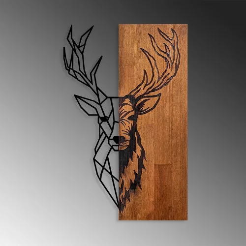 Elegant Wooden Wall Accessory, Walnut & Black, 33x58 cm
