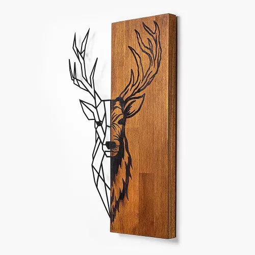 Elegant Wooden Wall Accessory, Walnut & Black, 33x58 cm