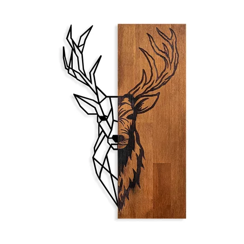 Elegant Wooden Wall Accessory, Walnut & Black, 33x58 cm