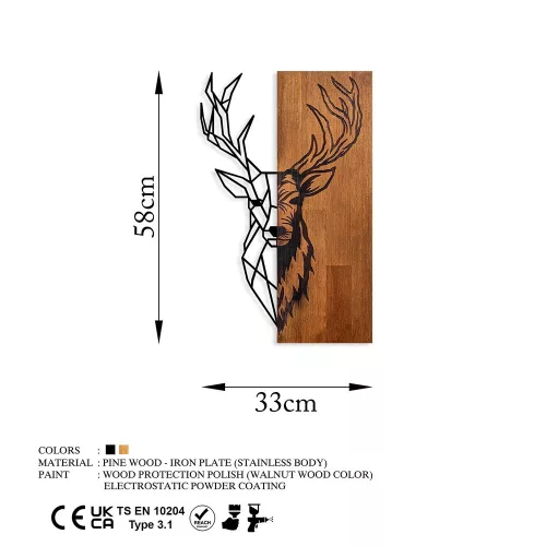 Elegant Wooden Wall Accessory, Walnut & Black, 33x58 cm