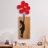 Decorative Wooden Wall Accessory, Walnut & Black, 70x62 cm