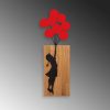 Decorative Wooden Wall Accessory, Walnut & Black, 70x62 cm