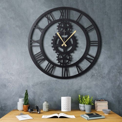 Elegant Black Metal Wall Clock, 70 cm | Silent Mechanism, 100% Metal, Easy Wall Hang