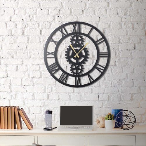Elegant Black Metal Wall Clock, 70 cm | Silent Mechanism, 100% Metal, Easy Wall Hang