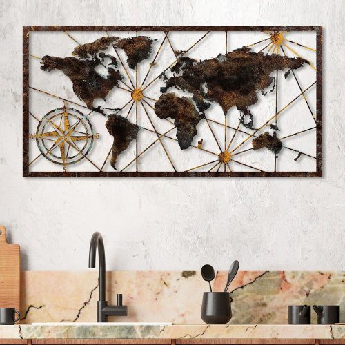 Hand-Painted Metal Wall Accessory, 120x60 cm, 100% Metal