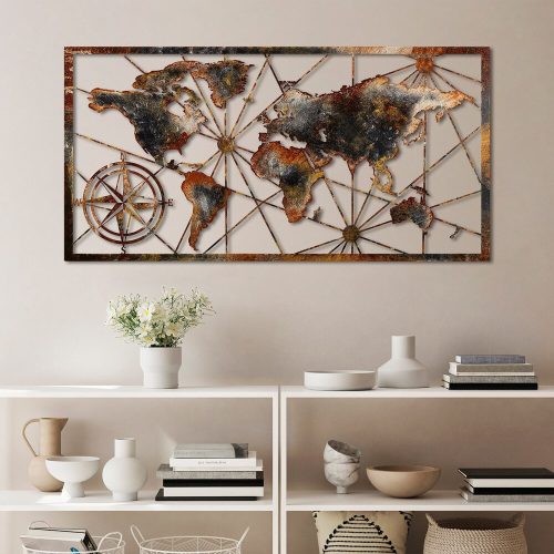 Hand-Painted Metal Wall Accessory, 120x60 cm, 100% Metal