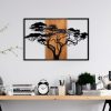 Decorative Wooden Wall Accessory, Walnut & Black, 90x58 cm