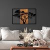 Decorative Wooden Wall Accessory, Walnut & Black, 90x58 cm